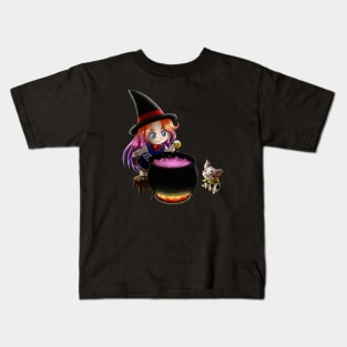 Kawaii little witch making a potion Kids T-Shirt